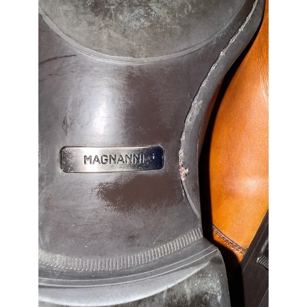 Magnanni Men 10.5 M Brown Leather Double Monk Strap Dress Shoes 19737